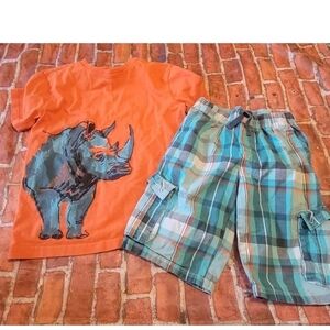 Gymboree Safari Ranger Boys Rhino Summer Set Sz 12